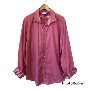 Egara Button Down Shirt Mens Size 2XL Flip Cuff Red Casual